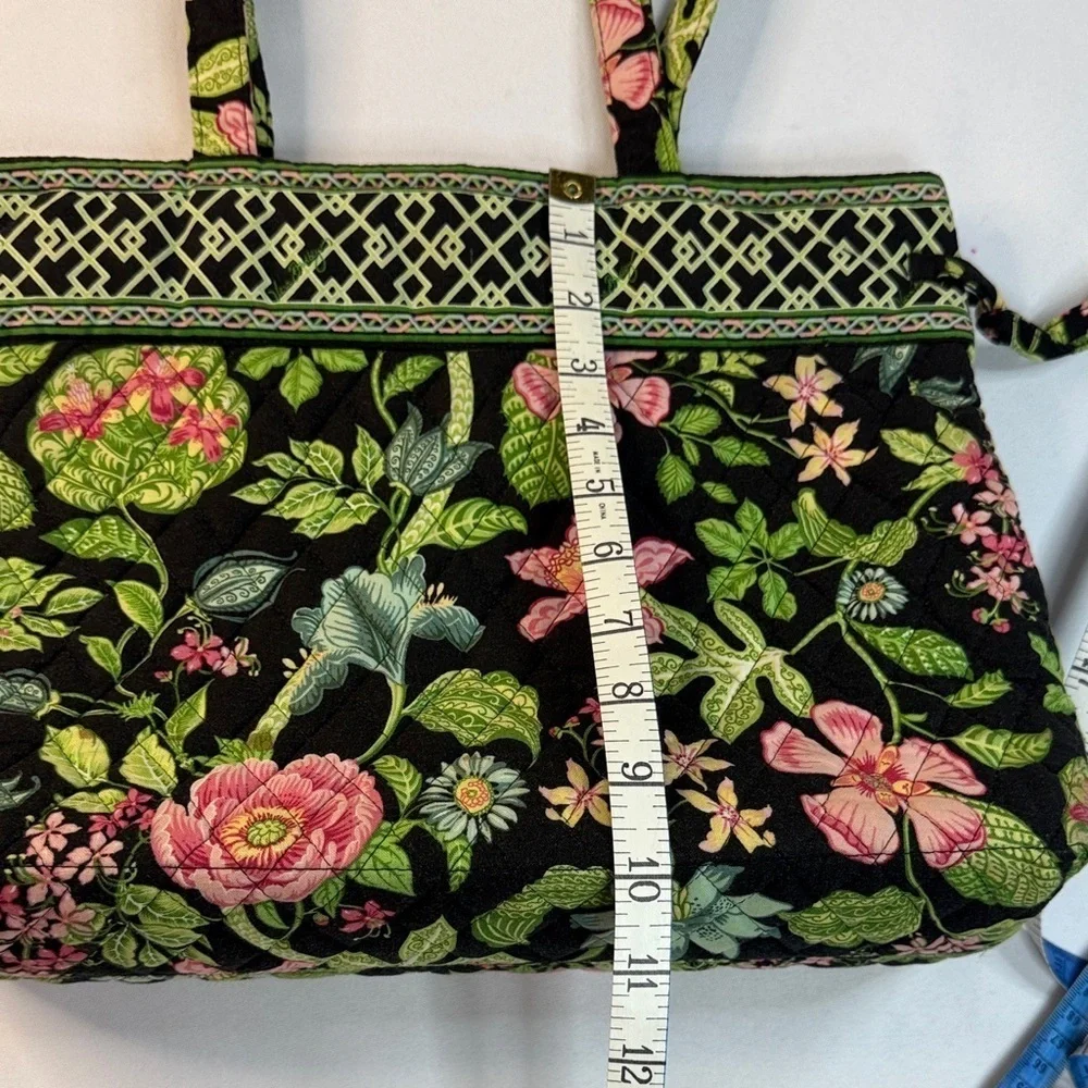 Vera Bradley Black Tote with Pink and Green Floral Pattern
